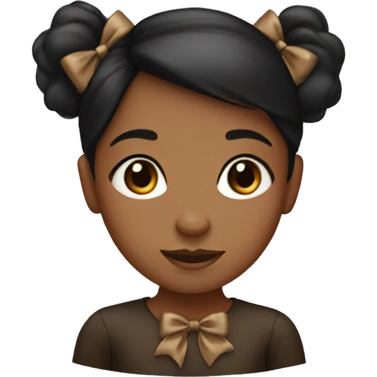 black hair girl with brwon bow  emoji
