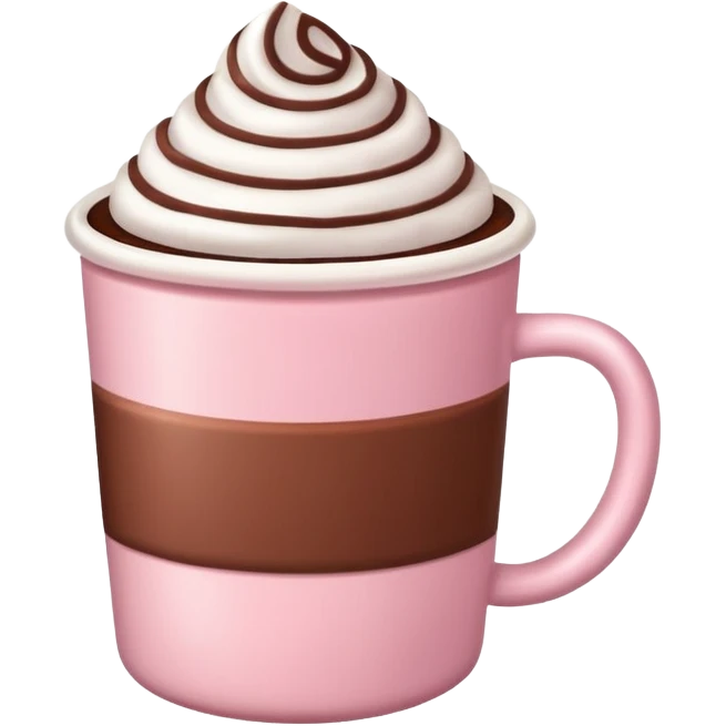 a regular light pink cup with hot chocolate in it, no designs emoji