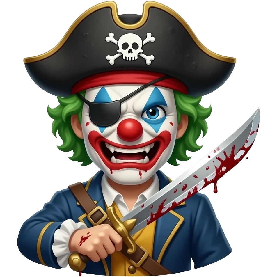 scary angrybloody pirate clown with a sword emoji
