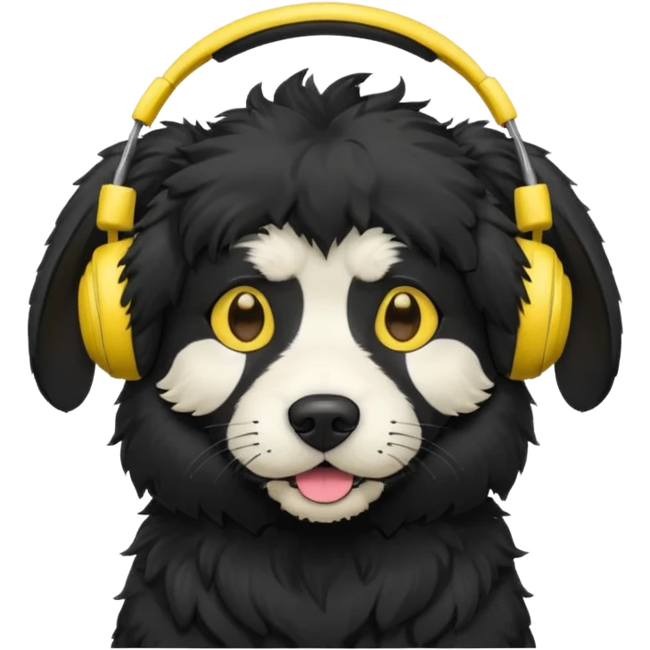 black dog wearing yellow headphones emoji