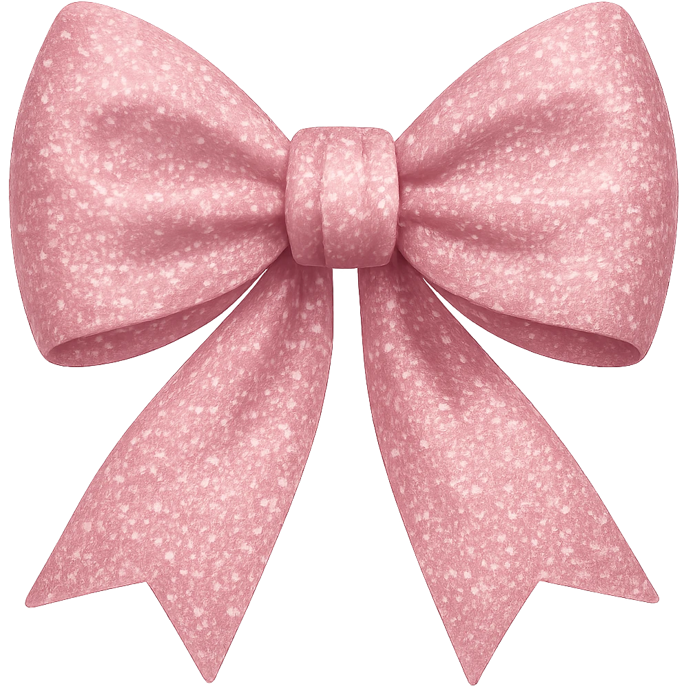 Add soft and stylish glitter to the aesthetic pink ribbon tied in a bow in iPhone emoji style, with no background. emoji