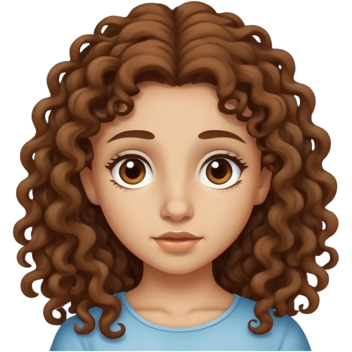 Girl with brown long curly hair and Greek nose emoji