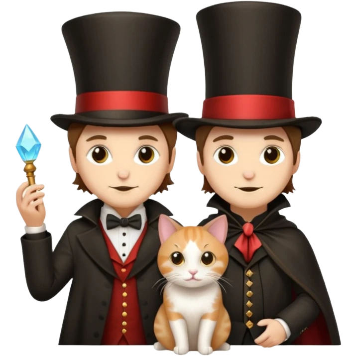 magician couple and their pet cat emoji