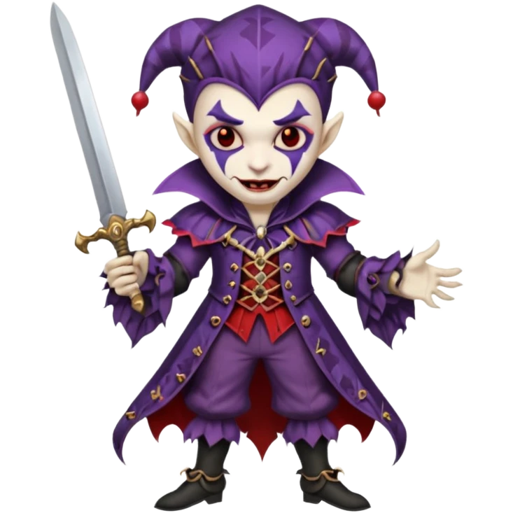 sword-wielding vampire jester  emoji