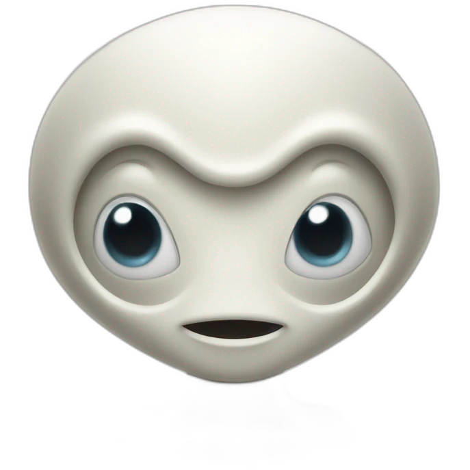 White little alien with tentacles on chin and alien ears and dark eyes emoji