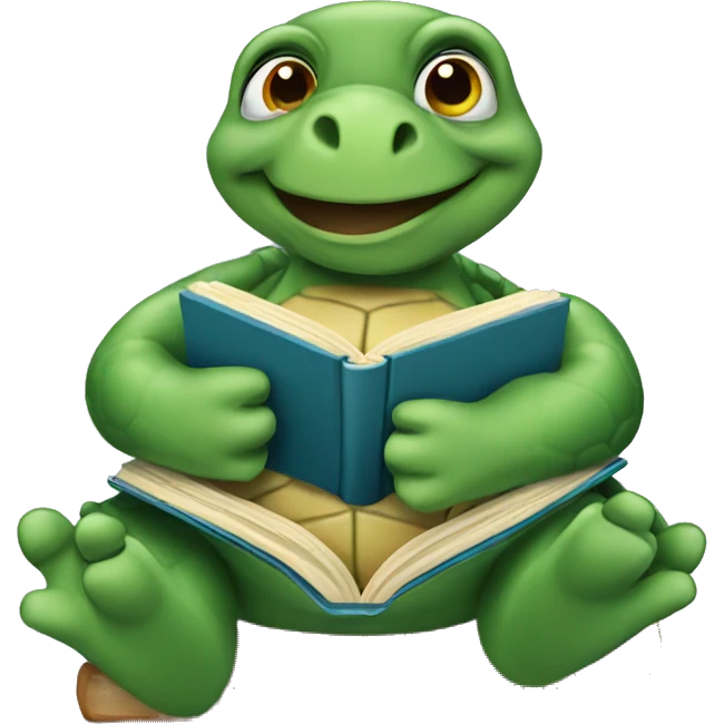 Turtle read book emoji