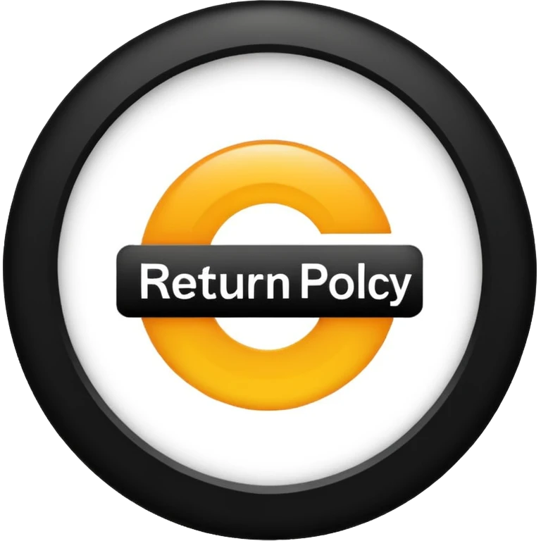 just 2 words "return policy" in circle , no background emoji