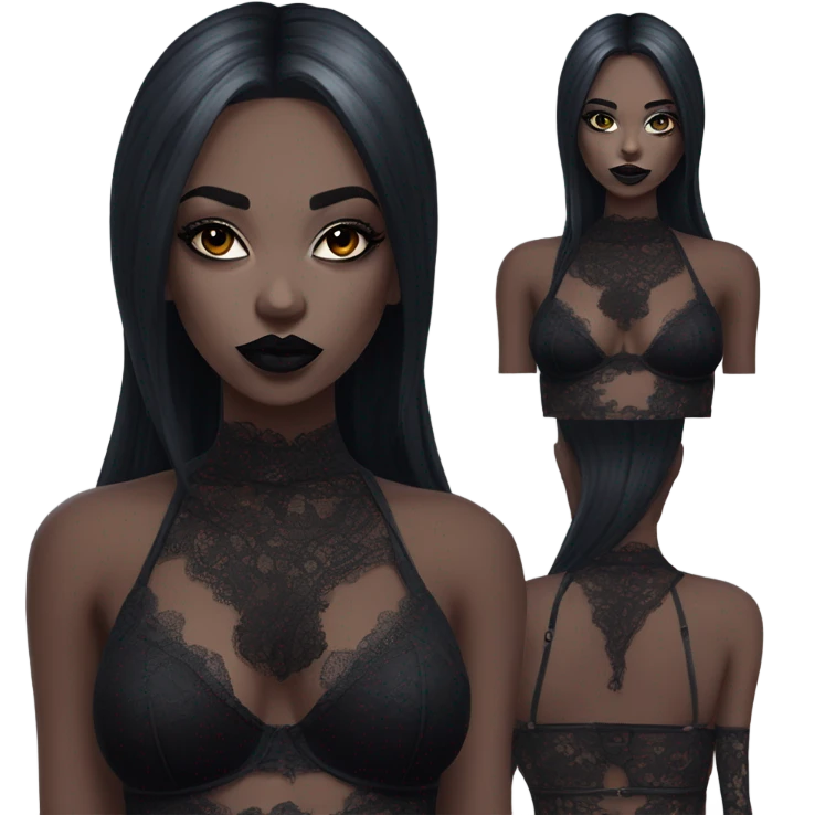 Hyper Realistic Goth victoria secret model emoji
