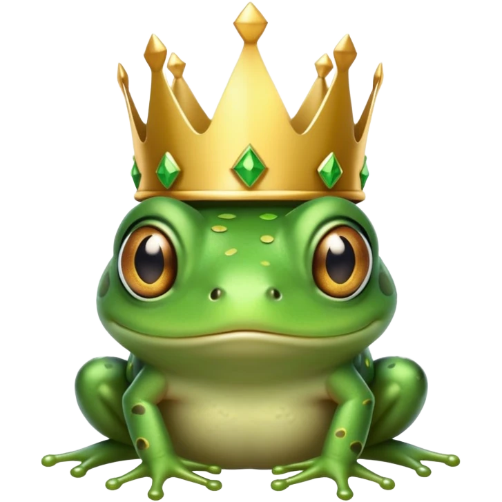tiny frog wearing a crown that's too big, looking confused emoji