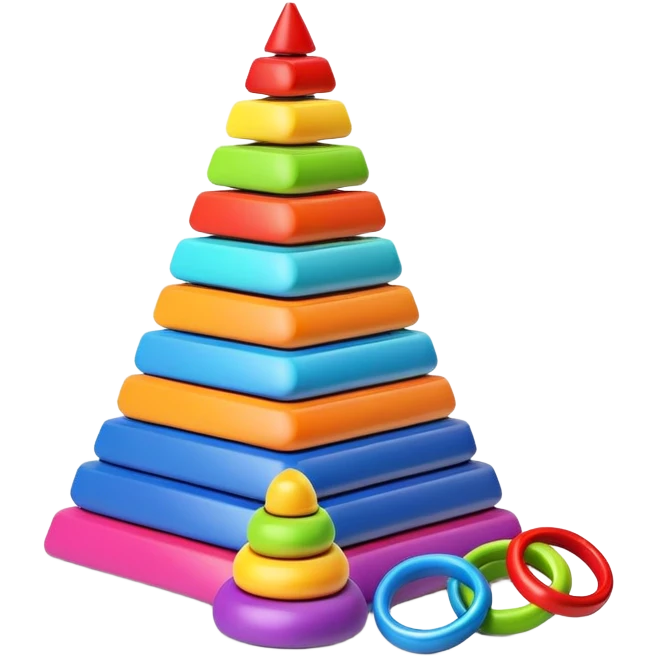 Colorful children's stacking pyramid toy with rings of different sizes emoji