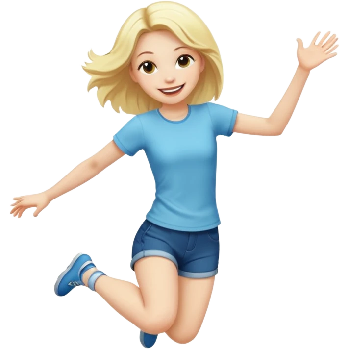 Naked blonde girl jumping emoji