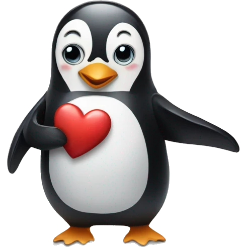 Penguin holding a heart emoji