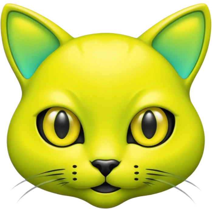 neon very yellow alien cat face emoji