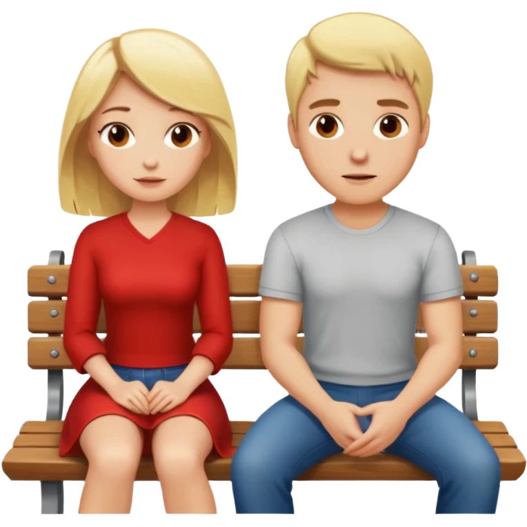 Blond woman and a man, who trust. Passion and Fire, Bench emoji