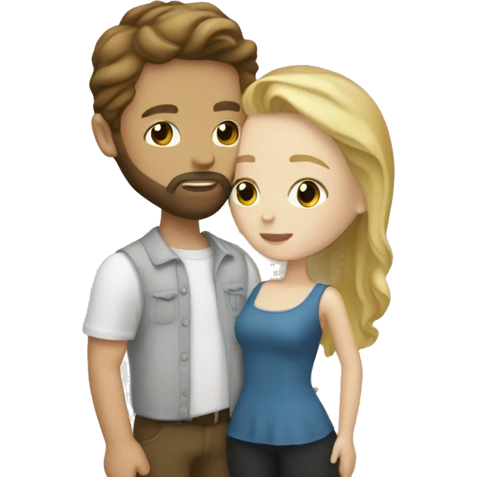 Brown haired white boy with beard and blonde white girl kissing  emoji