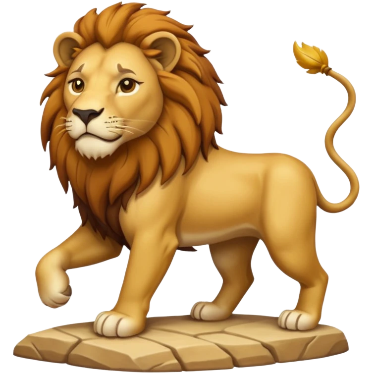 An emoji of a majestic lion from ancient Assyrian art, shown in a hunting scene. emoji