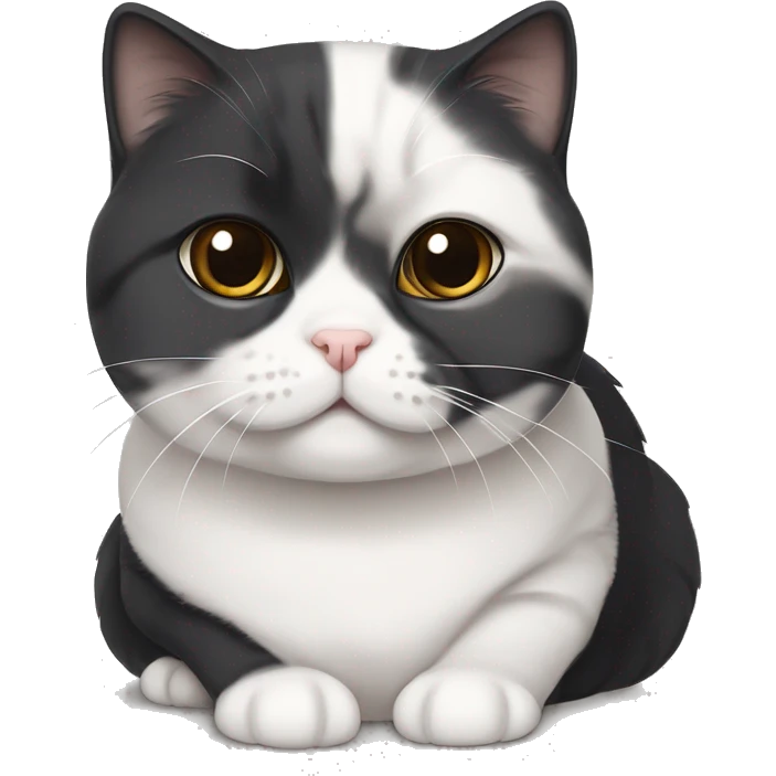 chubby black-and-white Scottish fold cat ￼ emoji