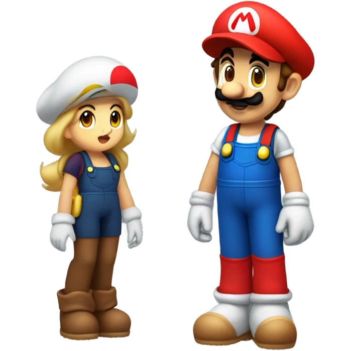 Mini cute Mario with she mario emoji