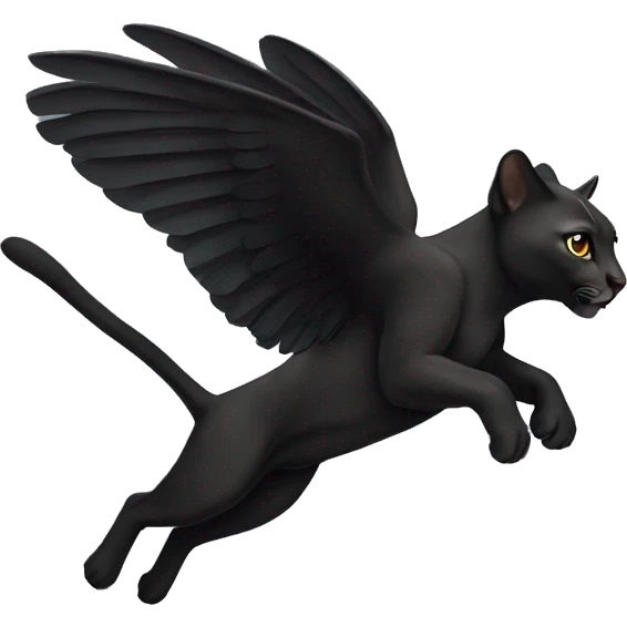 winged black puma flying emoji