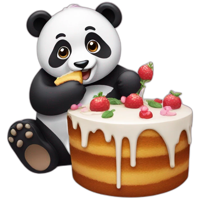 Panda eating a cake emoji