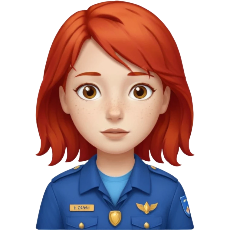 scout girl with blue scout uniform, red  haired emoji