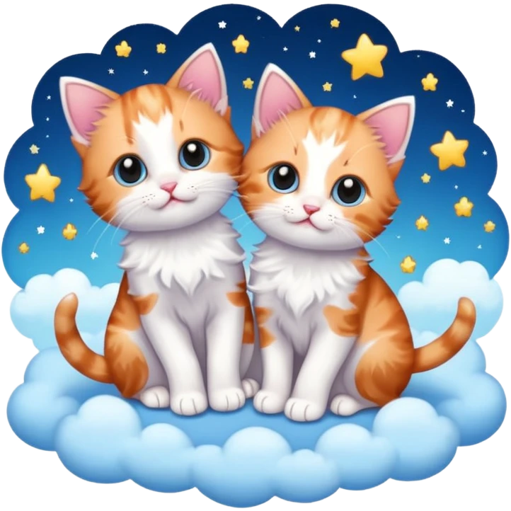Twinkly sky and tiny kittens  emoji
