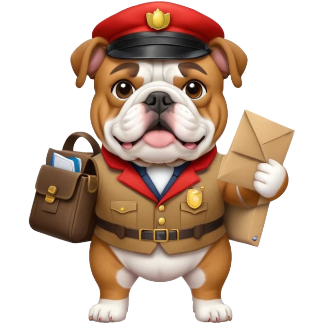 English bulldog dressed as a postman emoji