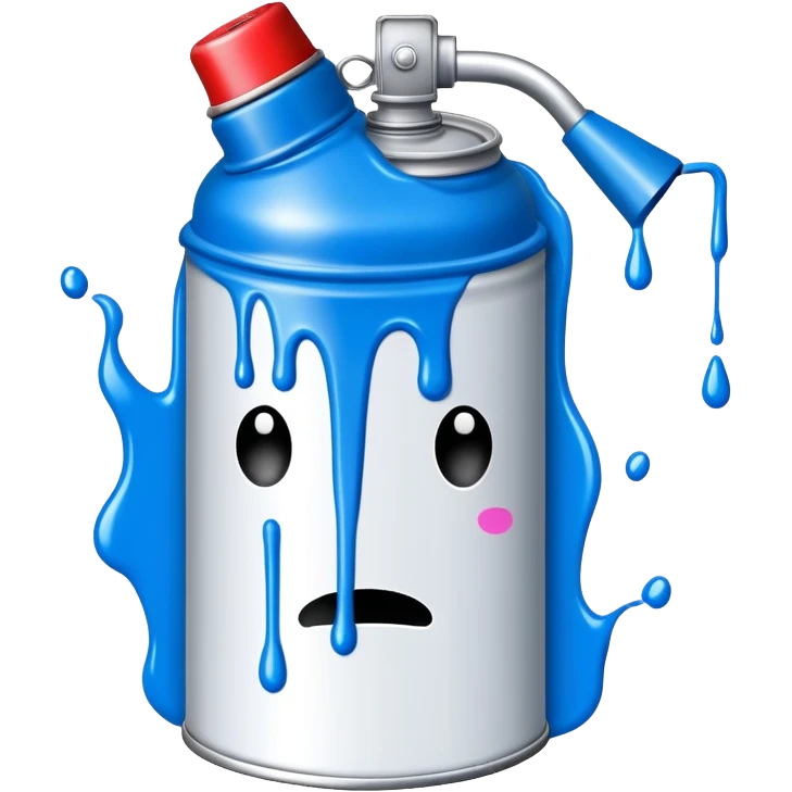 Blue spray paint can for graffiti with paint dripping emoji