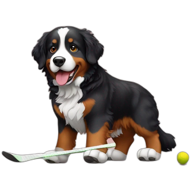 Bernese mountain dog playing hockey emoji