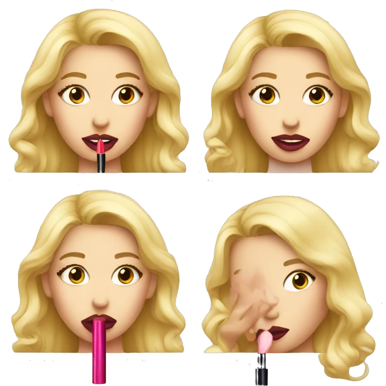 Blonde girl putting on lipstick emoji
