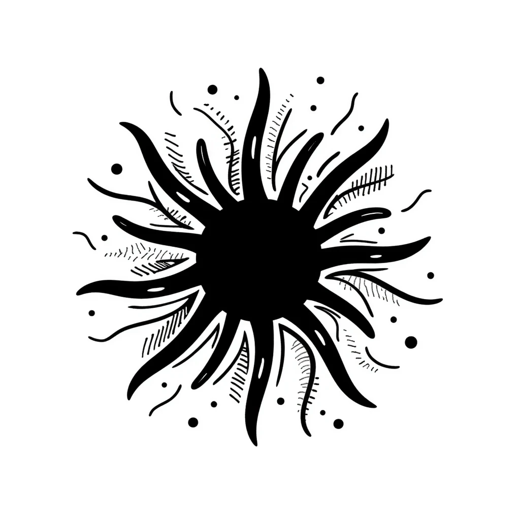 Interwoven lines forming a starburst with texture patterns – symbol of creative expression across mediums emoji