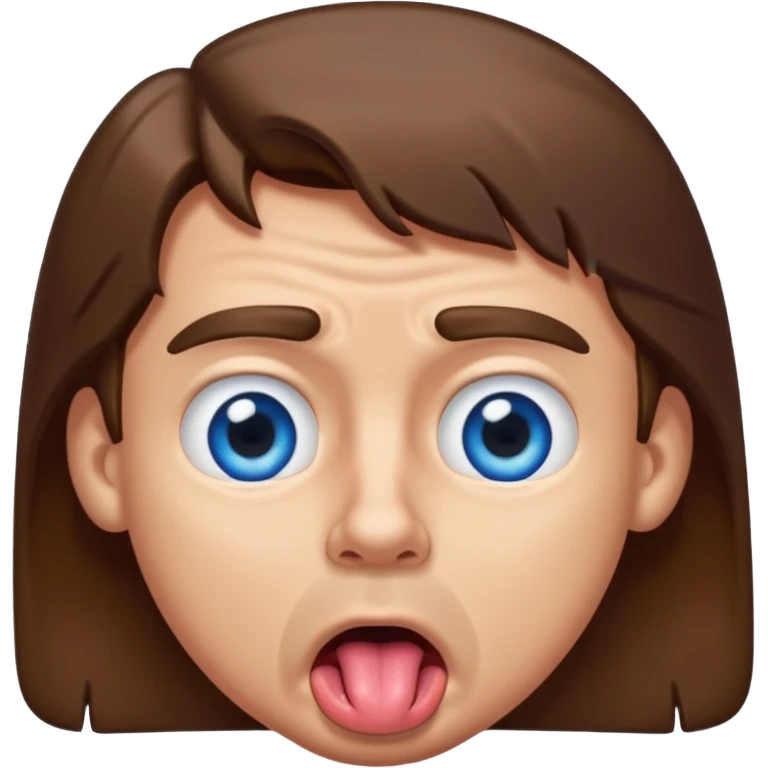 Un gars blanc brun au yeux bleu qui tire la langue sur le coter de la bouche et regarde mal emoji