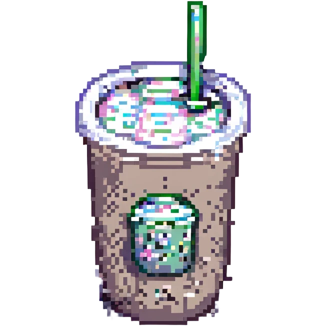 pixel art style bubble tea, with a straw and tapioca pearls, vibrant colors emoji