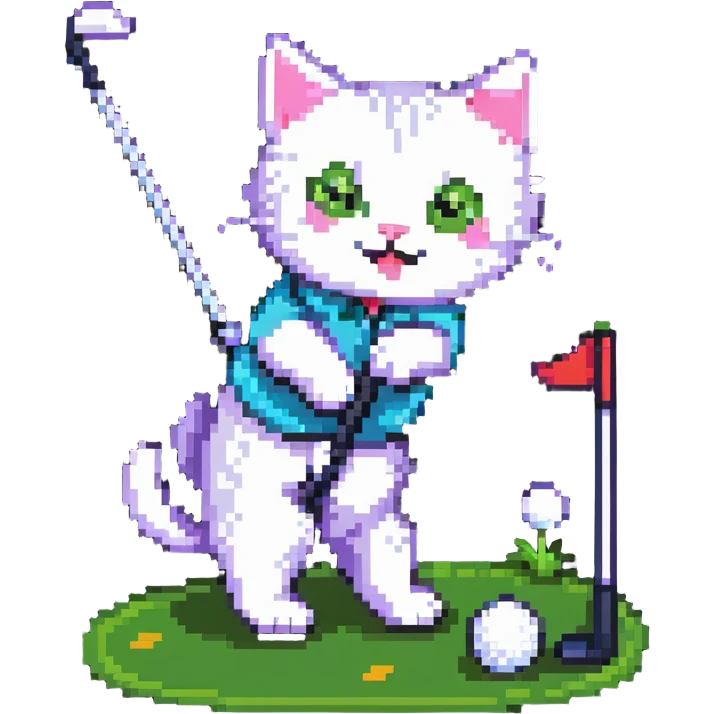 happy cat playing golf on his birthday emoji