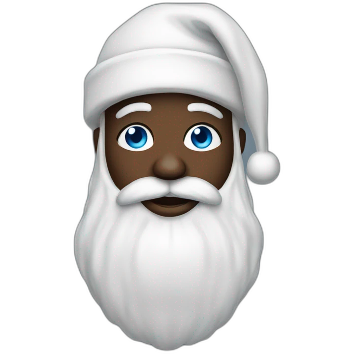 black santa with and blu eyes emoji