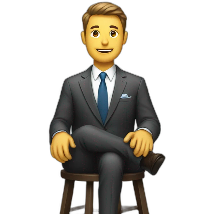 man sitting on stool wearing a suit emoji