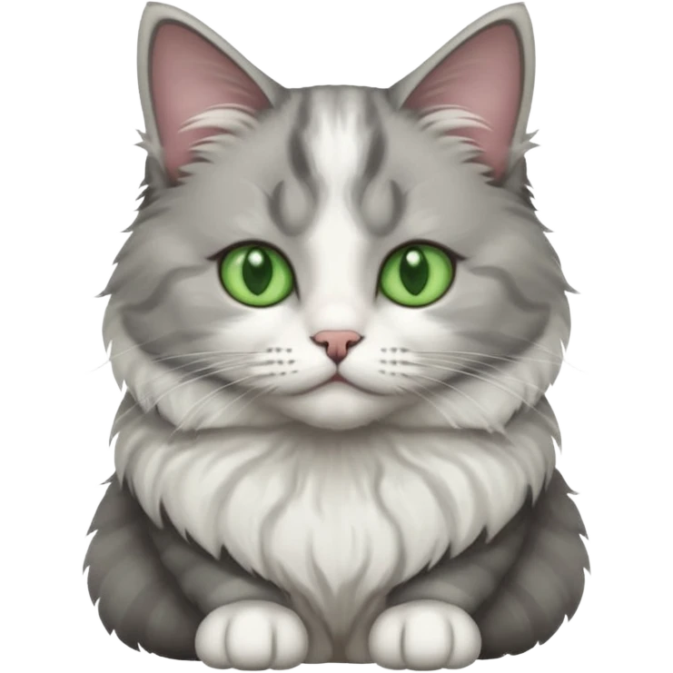 a grey and white cat sitting regally emoji