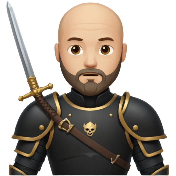 bald bearded  armed guards black armour emoji
