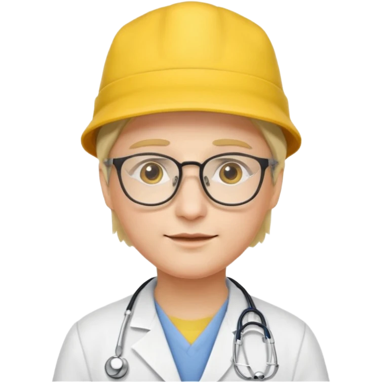 glasses doctor with yellow hat emoji
