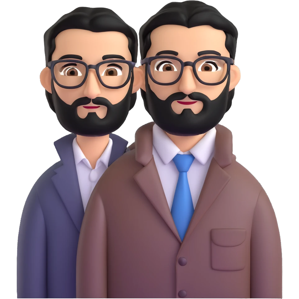 professional middle eastern businessman with medium length black beard, black hair, thick unibrow, elongated nose, tan skin, brown eyes, glasses, wearing business casual outfit with open collar shirt emoji