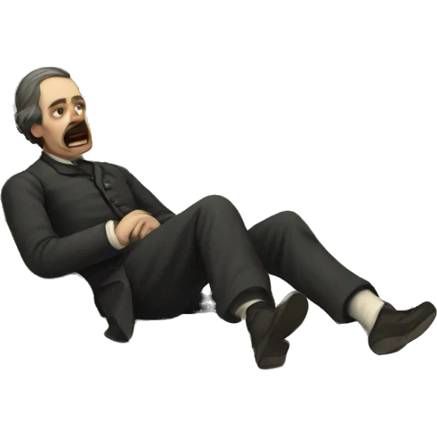 A sick man on a bed in 1870 emoji