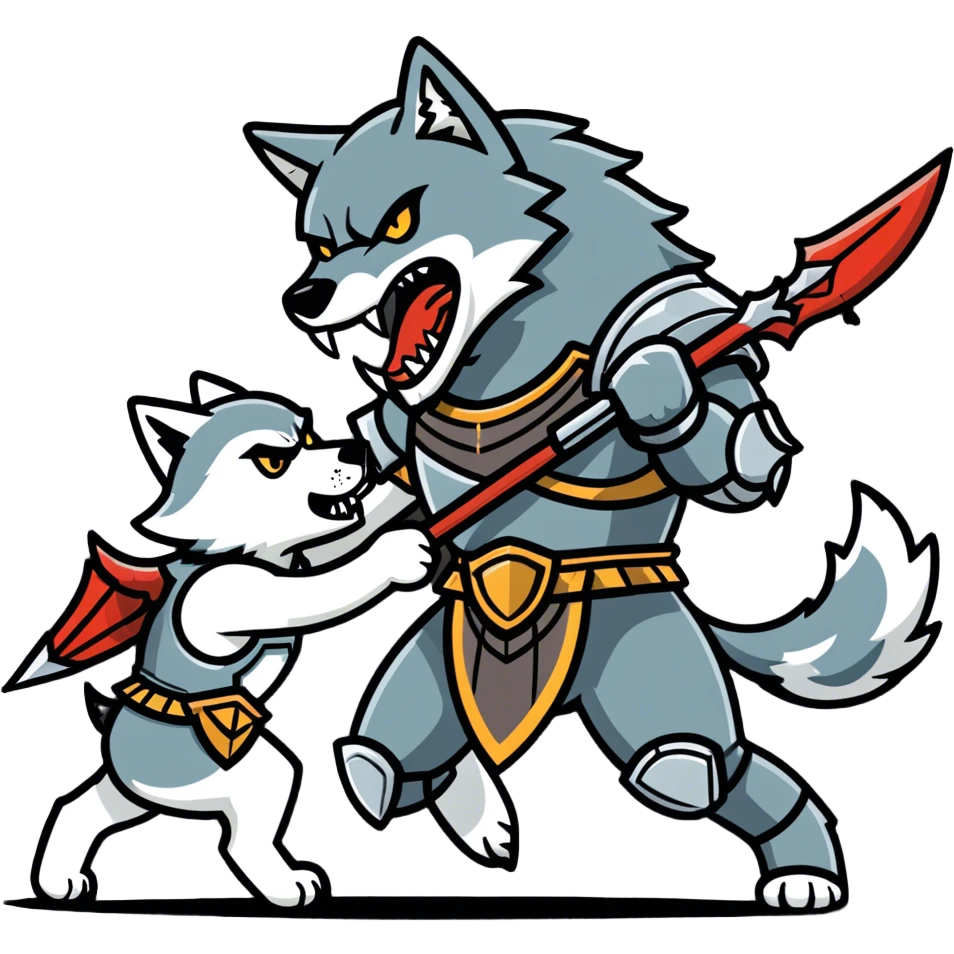 Wolf eating a person who is a spartan emoji