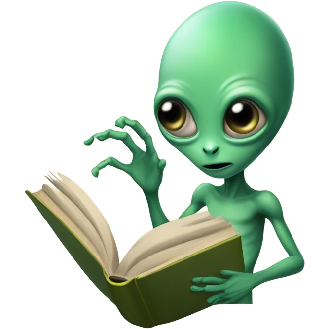 Create an alien reading a book emoji