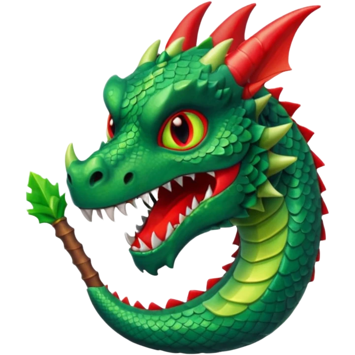 Dragon with a stick in mouth emoji