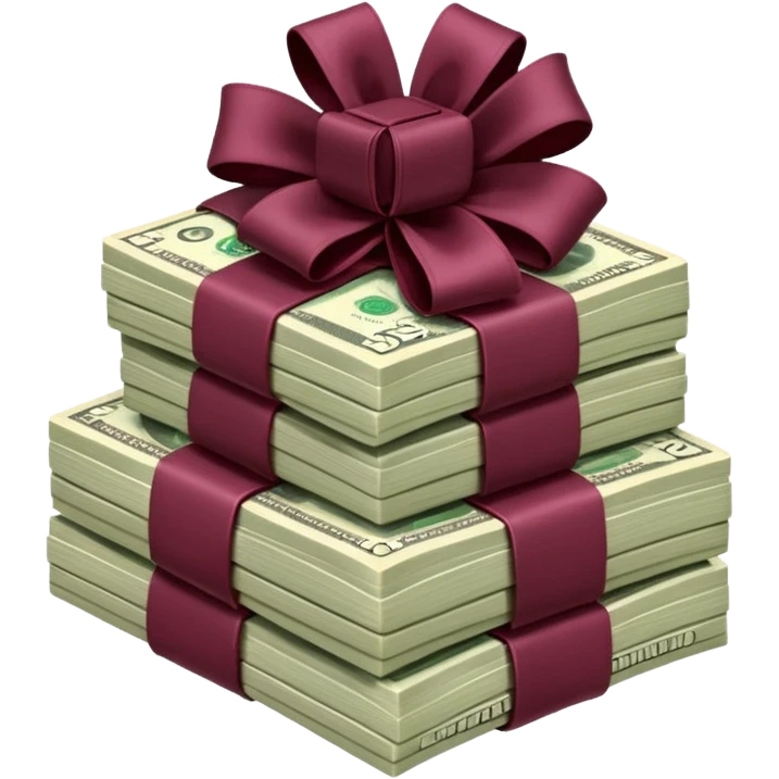 stack of flying money wrapped ina burgundy bow emoji