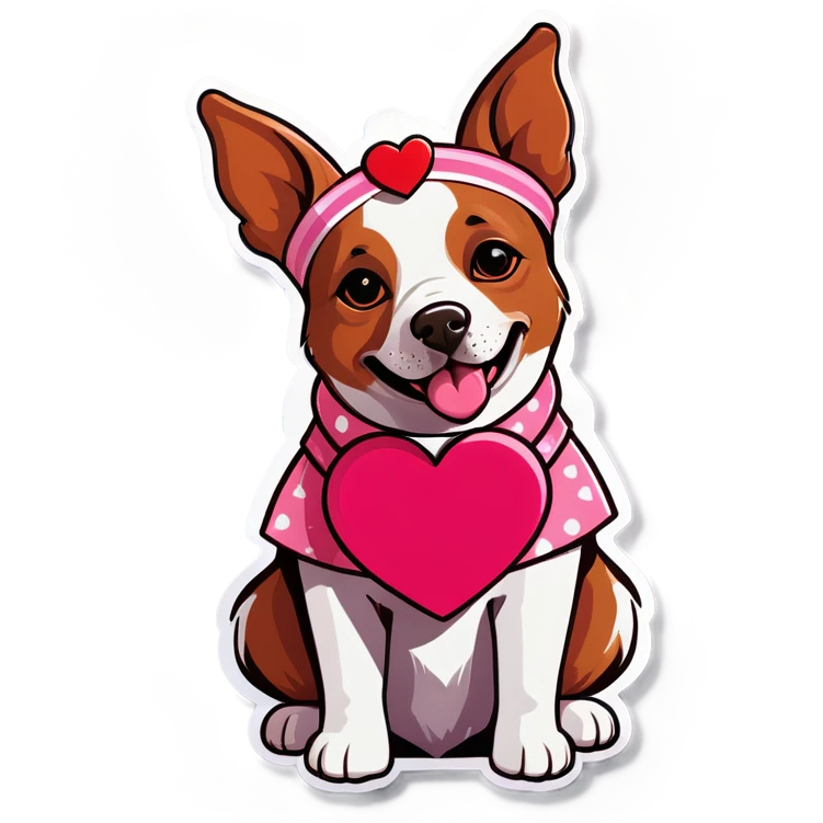 A dog dressed up for Valentine’s Day ￼￼ emoji