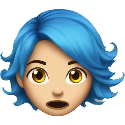 Mad blue hair girl emoji