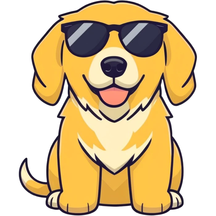 Golden retriever with sunglasses emoji