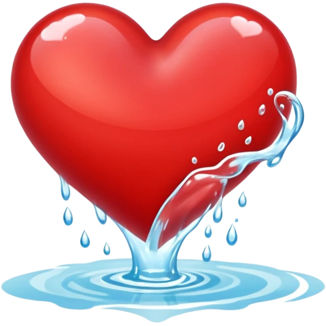 The heart beating in the flowing river emoji