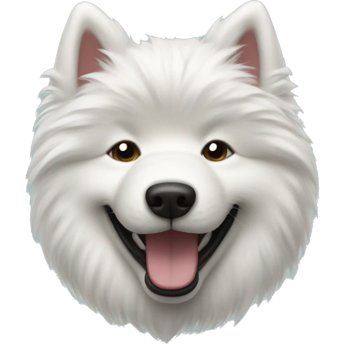 Samoyed were a leather jacket and smiling  emoji